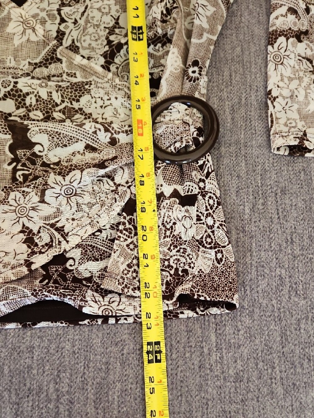 Notations Brorns and Cream Floral Wrap-Style Blouse Size M - Picture 9 of 9